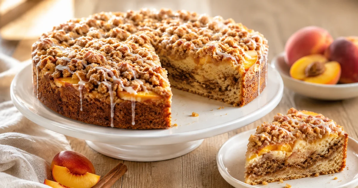 High Protein Peach Coffee Cake 1 High Protein Peach Coffee Cake