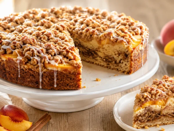 High Protein Peach Coffee Cake